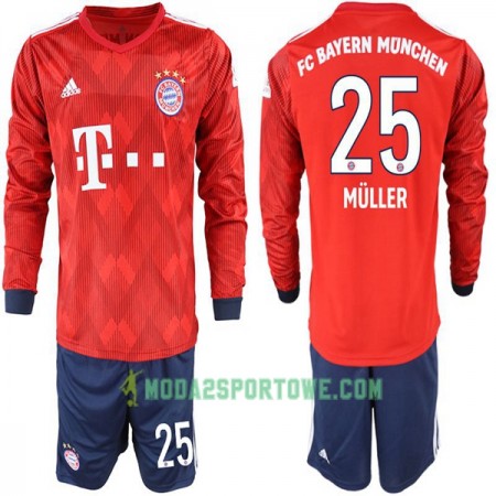 Koszulka Bayern Monachium Müller 25 Dziecięcy Domowe Stroje Piłkarskie 2018-2019 Długi Rękaw